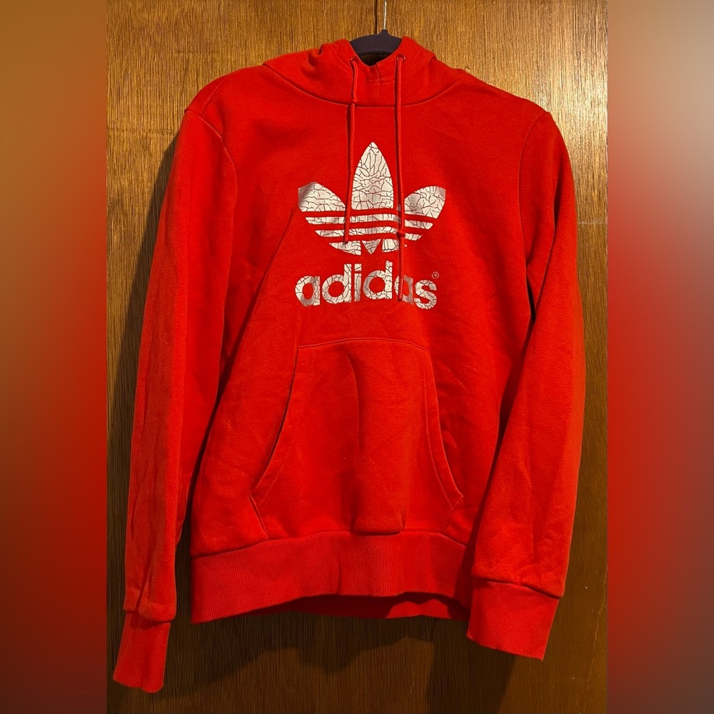 Adidas Women’s Red Feather Crackle Design Hoodie Size Large
